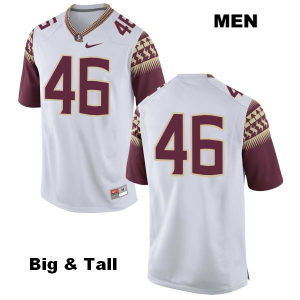 Men's NCAA Nike Florida State Seminoles #46 John Moschella III College Big & Tall No Name White Stitched Authentic Football Jersey ZBD7169CU